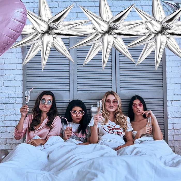 8 Pack Star Balloons Burst Star Aluminum Foil Birthday Wedding Party Supply - Silver