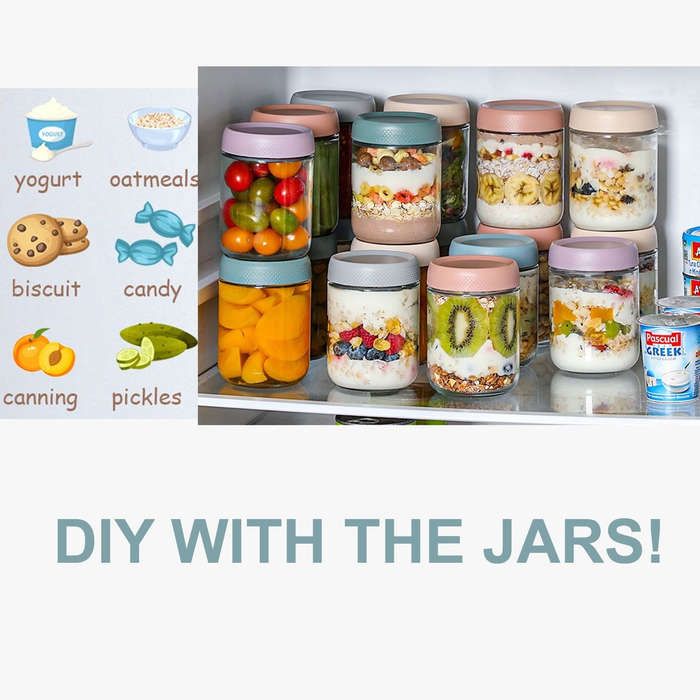 Cart in Mart 6-pack Overnight Oats Glass Jars Mason Containers With Airtight Lids-475ml
