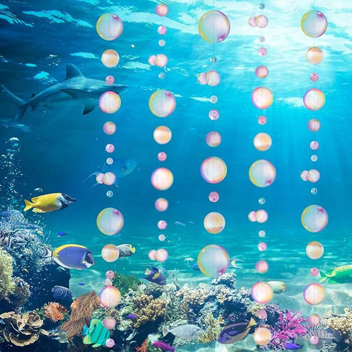 4 Pack Mermaid Party Decoration Transparent Hanging Streamer Bubble Garland