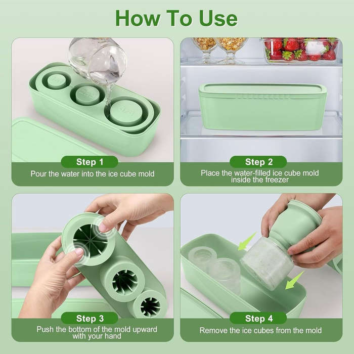 Silicone Ice Cube Tray For Tumbler Cup With Lid & Bin Mold Maker-Large