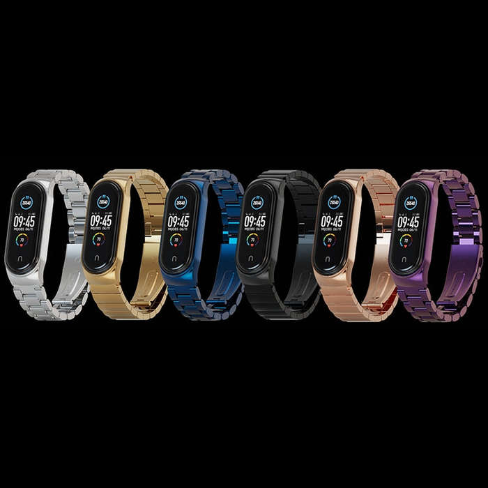 For Xiaomi Mi Band 6 / 5 / 4 / 3 Mijobs Metal CS Bamboo Joint Stainless Steel Watch Band(Rose Gold)