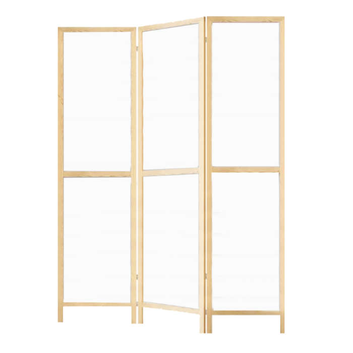 Partition Room Divider - Three-Panel Folding Privacy Screen Room Divider with Solid Wooden Frames