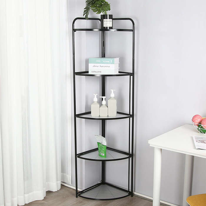 5 Tier Storage Rack Organizer - Stylish Metal 5 Tier Multipurpose Kitchen Shelf Corner Storage Ra...
