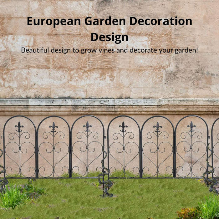Garden Fence Panels - Set of 5 Vintage Style Decorative Garden Fence Panels