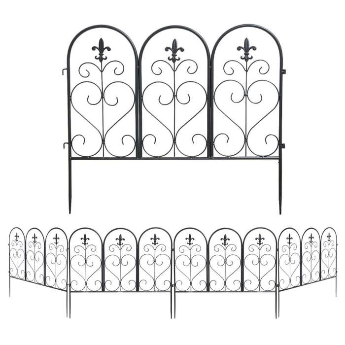 Garden Fence Panels - Set of 5 Vintage Style Decorative Garden Fence Panels