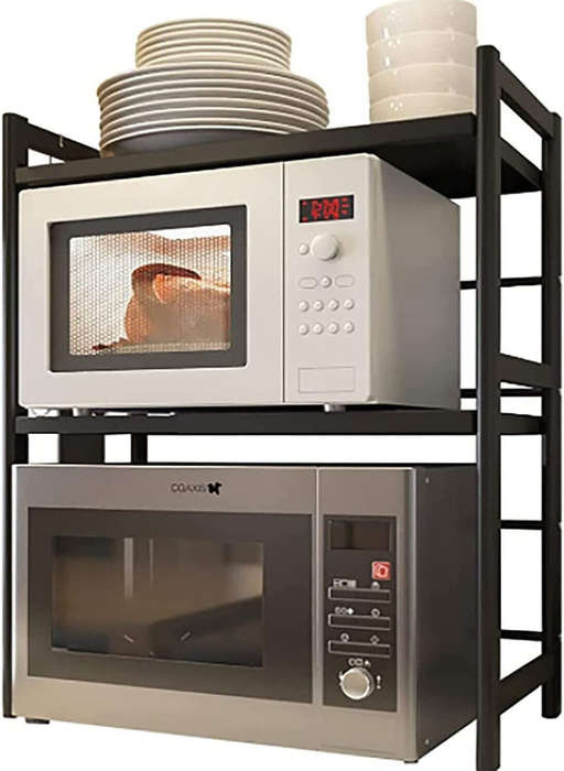 Kitchen Microwave Oven Holder Rack Iron Storage Organizer Shelf Stand (2-Layers)