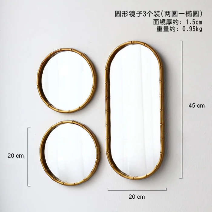 Wall Mirror Set - 3 Piece Decorative Wall Hanging Mirror Set