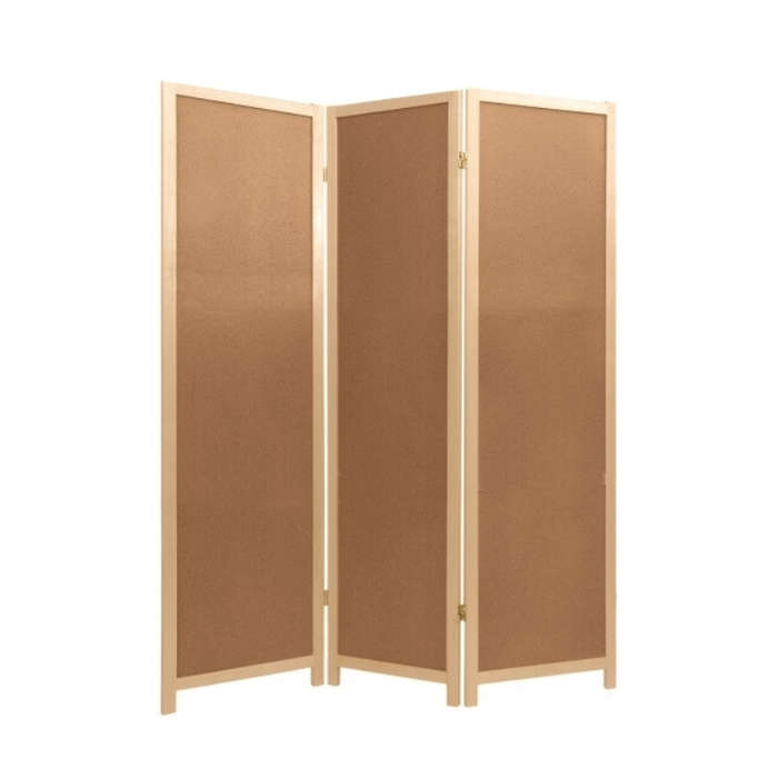 Partition Room Divider - Three-Panel Folding Privacy Screen Room Divider with Solid Wooden Frames