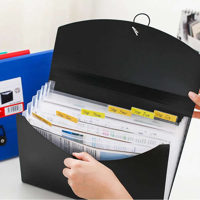 7 Pockets Expanding File Folders with Cord Button Closure