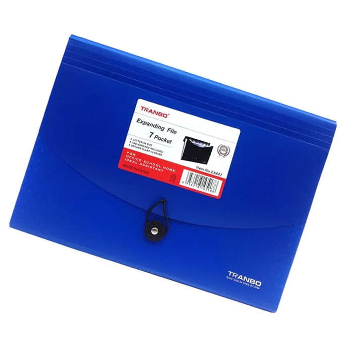 7 Pockets Expanding File Folders with Cord Button Closure