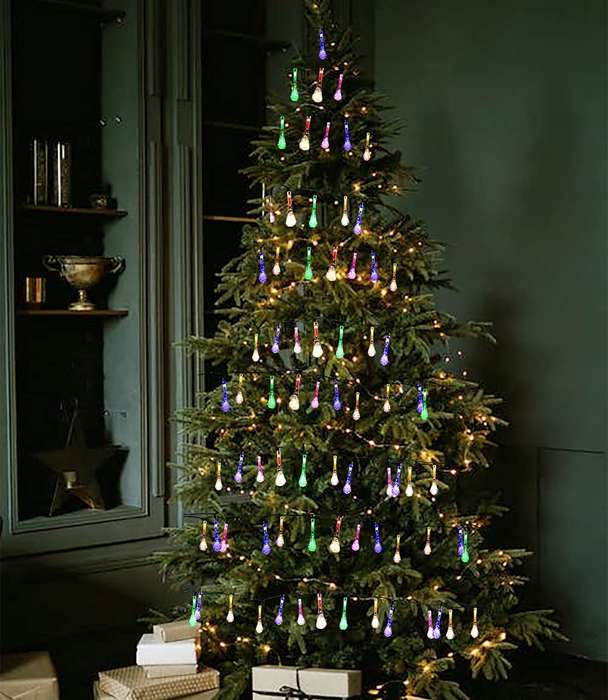 8M Teardrop Solar Powered Multi Colour String Lights