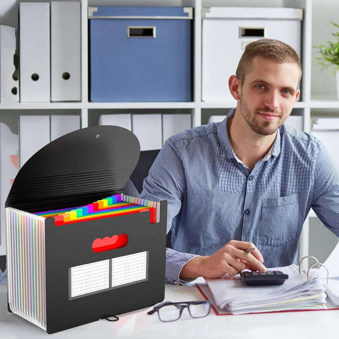 A4 Accordion Expandable Document Folder - 12 Colour Coded Slots