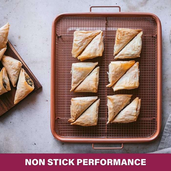Air Fry in your Oven - 2 Piece Nonstick Copper Tray and Basket-Rectangle