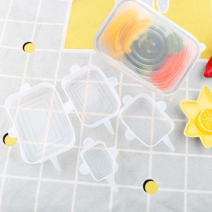 6 Pack Square Stretchable Silicone Lids
