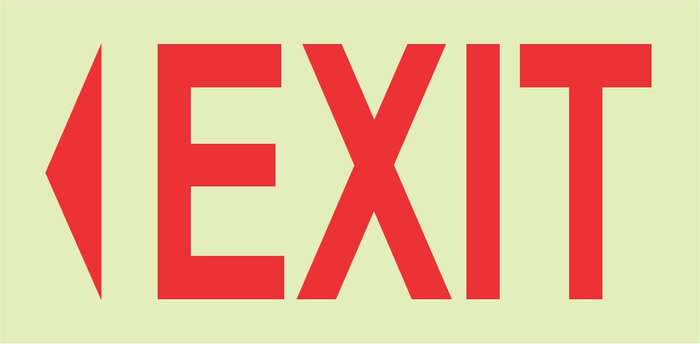 PHOTOLUMINESCENT 190MM SAFETY SIGN -E4-EXIT+ARROW RIGHT