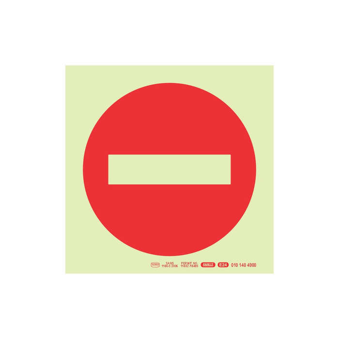 PHOTOLUMINESCENT 190MM SAFETY SIGN -NO ENTRY SYMBOL