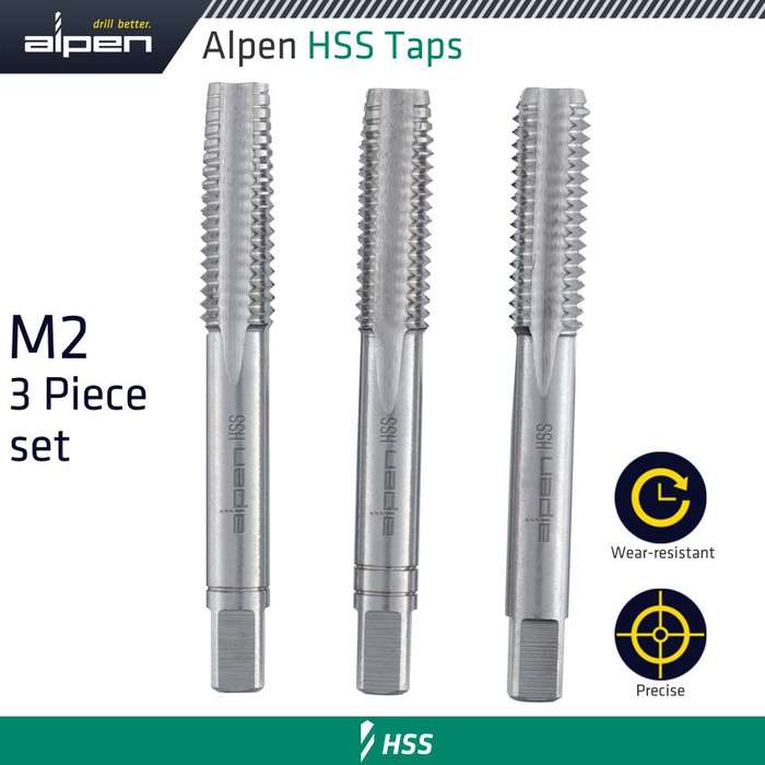 Hand tap set in pouch m2 hss 0.5mm pitch