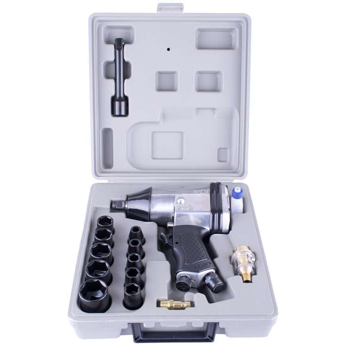 Air impact wrench 1/2' 17 piece kit single hammer