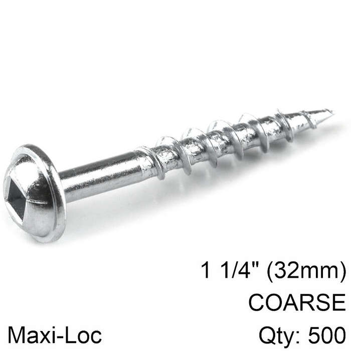Kreg zinc pocket hole screws 32mm 1.25' #8 coarse thread mx loc 500ct