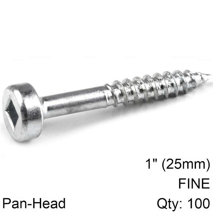 Kreg zinc pocket hole screws 25mm 1.00' #6 fine thread pan head 100ct