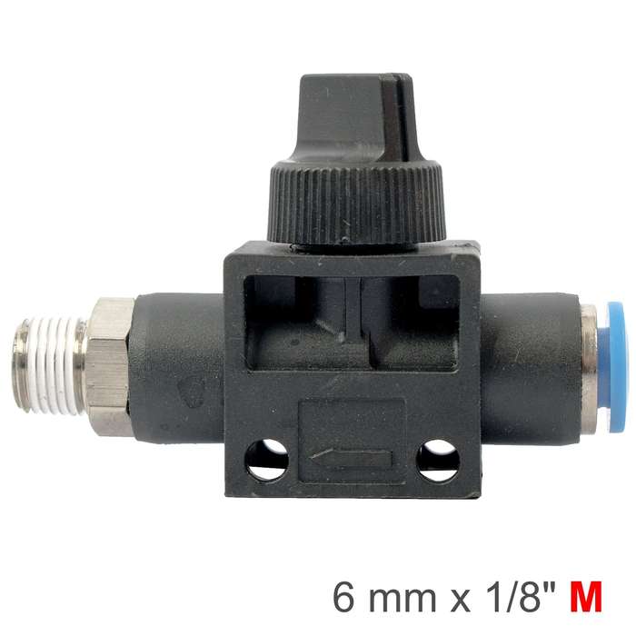 Pu hose fitting valve 6mm x 1/8'm