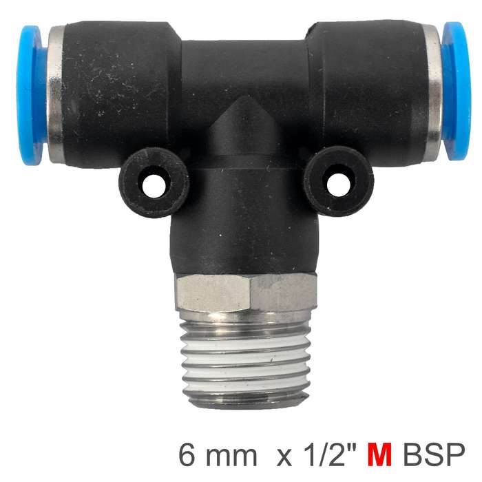 Pu hose fitting tee 6mm-1/2 m