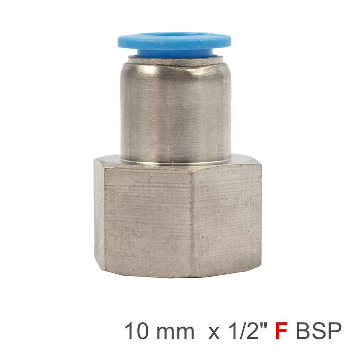Pu hose fitting straight stud 10mm-1/2 f