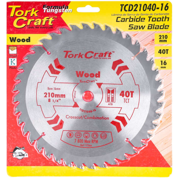 Blade tct 210  x 40t 16mm general purpose combination