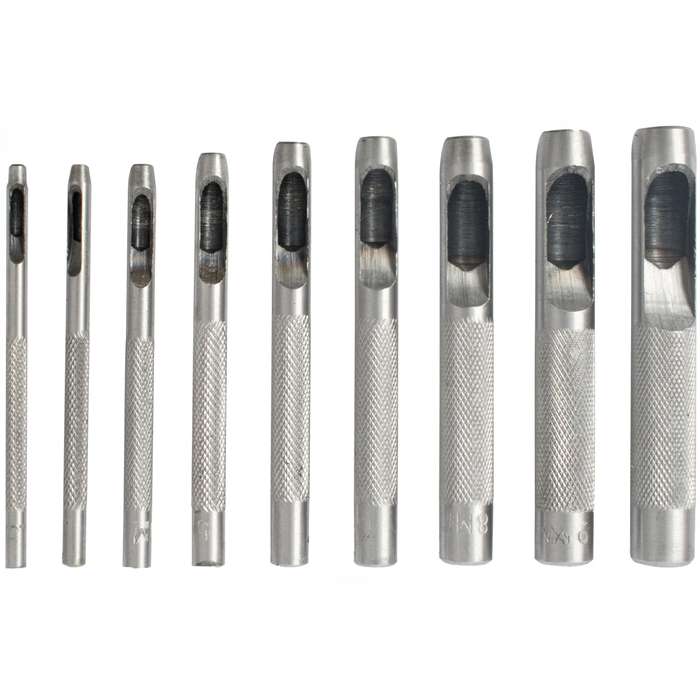 Hollow punch set 9pc 2.5-10mm carb. steel
