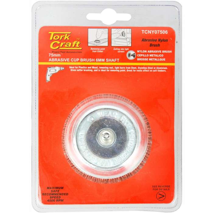 Nylon cup brush 75 x 6mm tcw