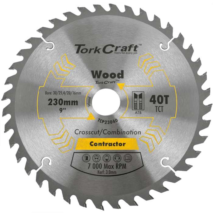 Blade contractor 230 x 40t 30/1/20/16 circular saw tct