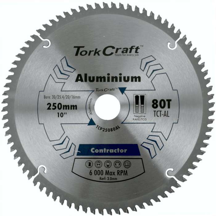 Blade contractor alum 250 x 80t tcg neg 30mm circular saw tct