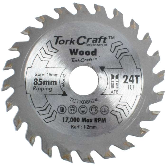 Tct saw blade 85mm x 1.2mm x 15mm x 24t wood thin kerf