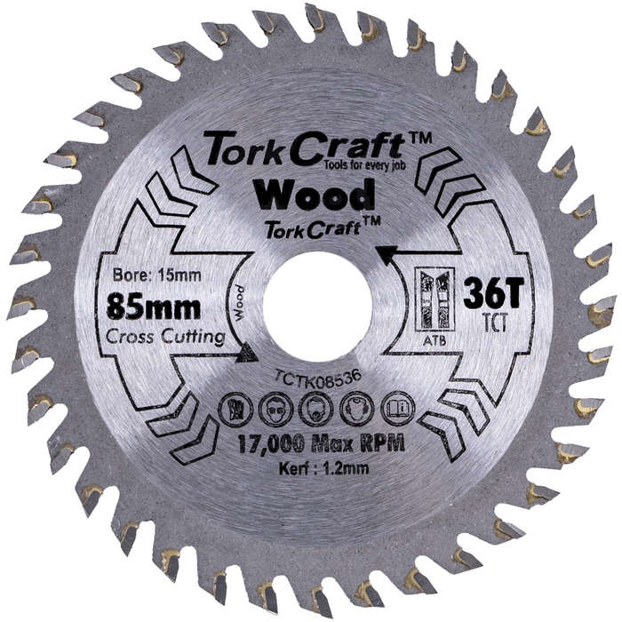 Tct saw blade 85mm x 1.2mm x 15mm x 36t wood thin kerf