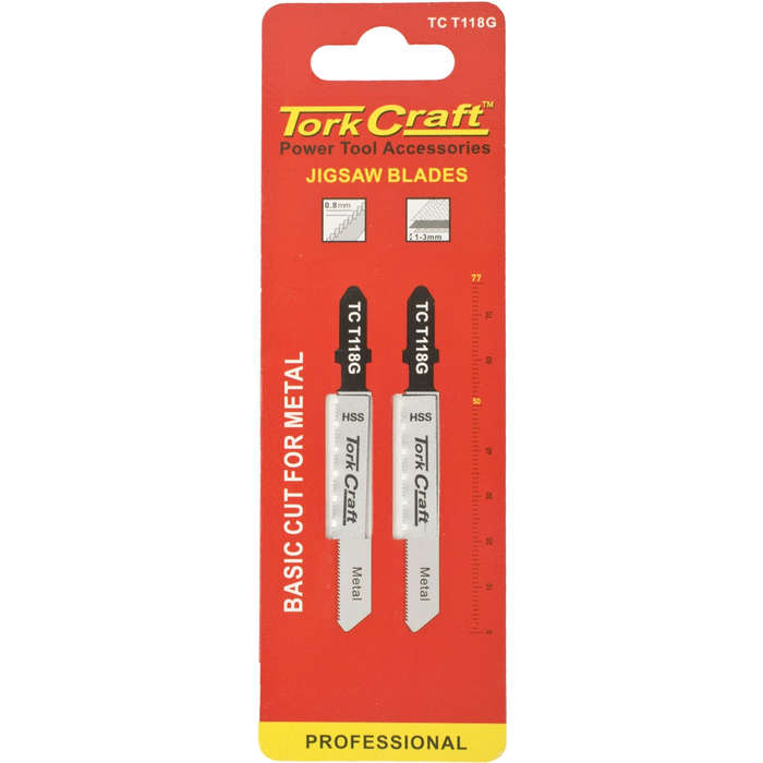 T-shank jigsaw blade for metal .8mm 28tpi 75mm 2pc