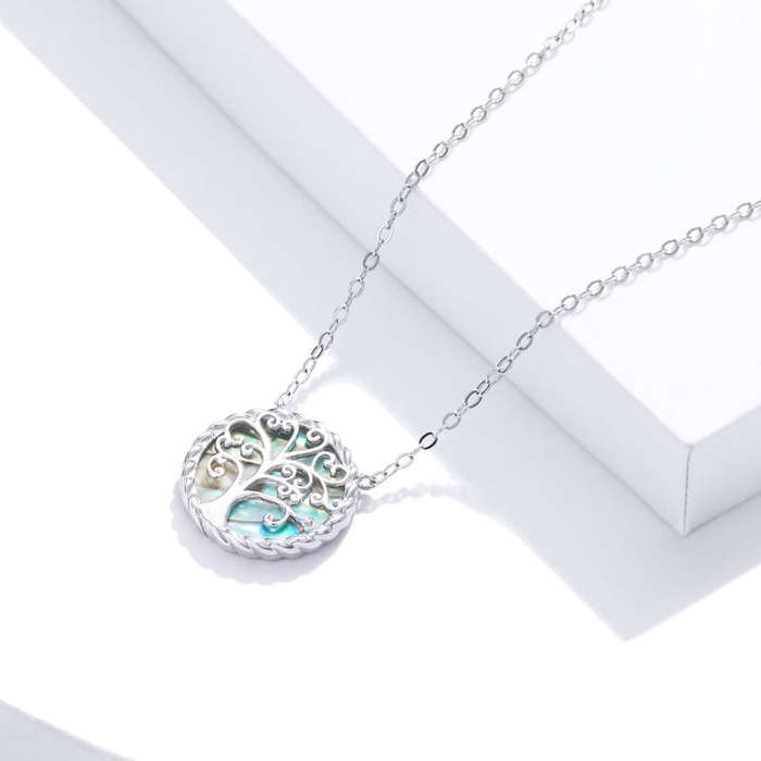 S925 Sterling Silver Colorful Tree of Life Women Nacklace Jewelry