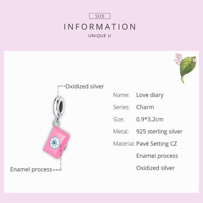 S925 Sterling Silver Love Diary Pendant DIY Bracelet Necklace Accessories