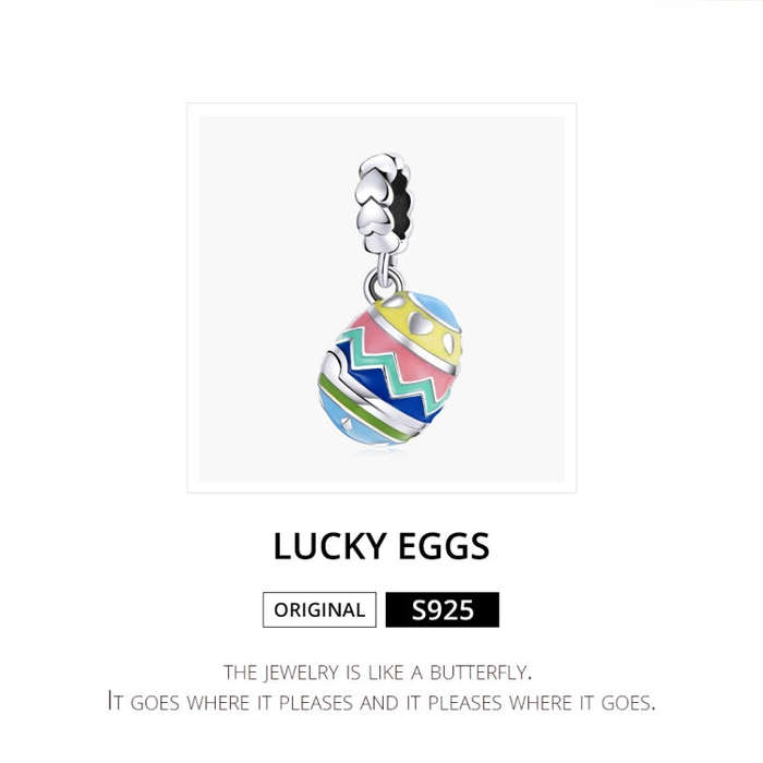 S925 Sterling Silver Lucky Egg Pendant DIY Bracelet Necklace Accessories