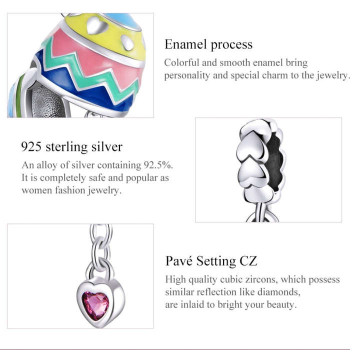 S925 Sterling Silver Lucky Egg Pendant DIY Bracelet Necklace Accessories