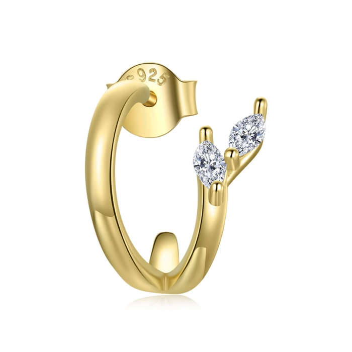S925 Sterling Silver Golden Fish Tail Women Earrings