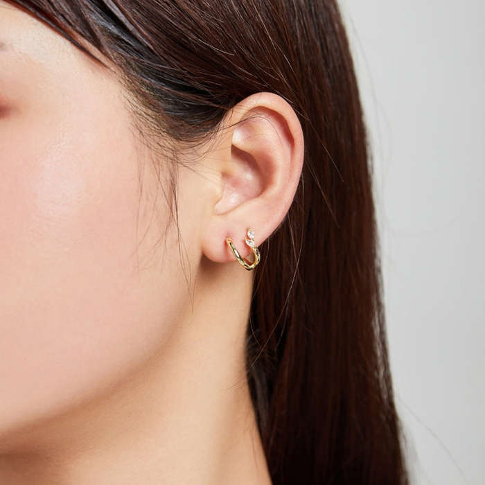 S925 Sterling Silver Golden Fish Tail Women Earrings
