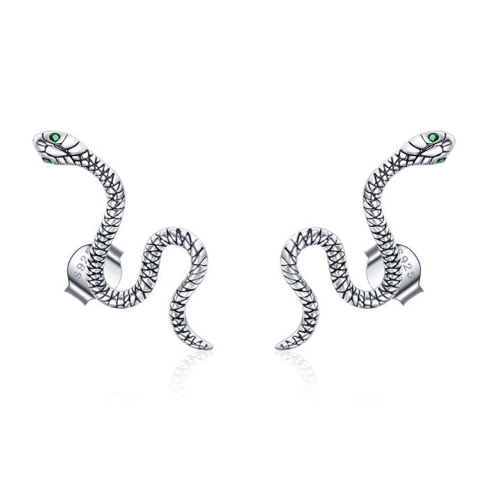 S925 Sterling Silver Smart Snake Ear Studs Women Earrings