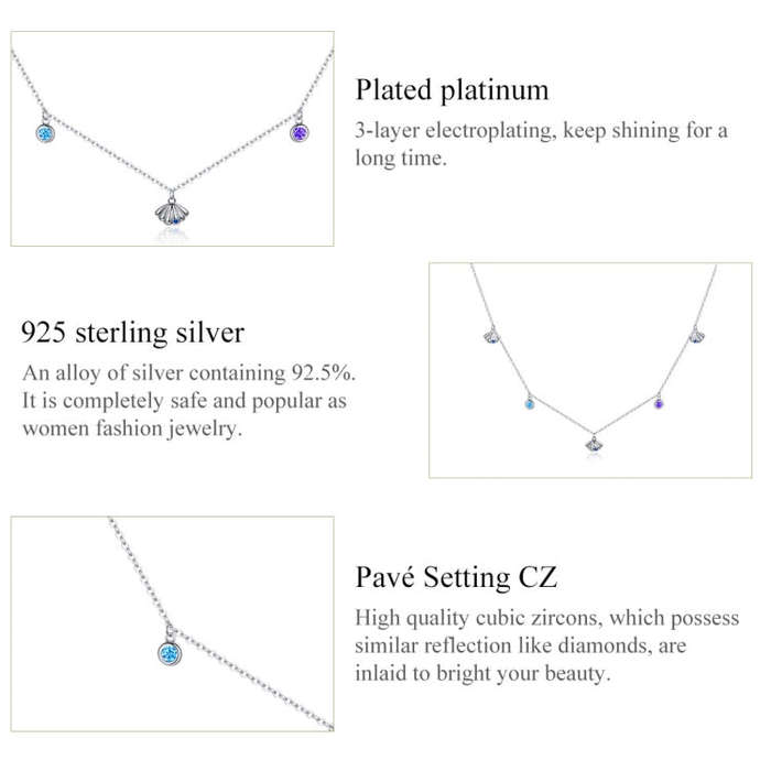 S925 Sterling Silver Simple Love Of Seashells Women Nacklace Jewelry