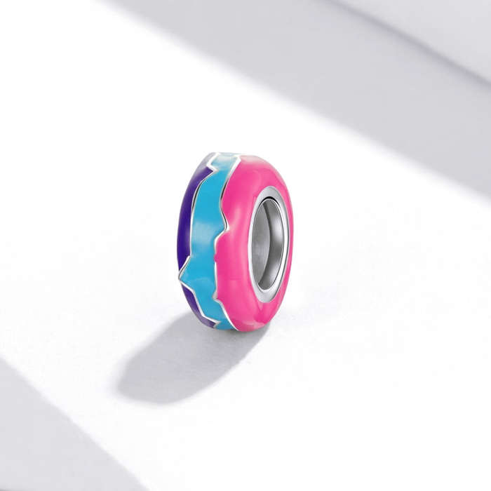 S925 Sterling Silver Cyberpunk Circle Beads DIY Bracelet Necklace Accessories