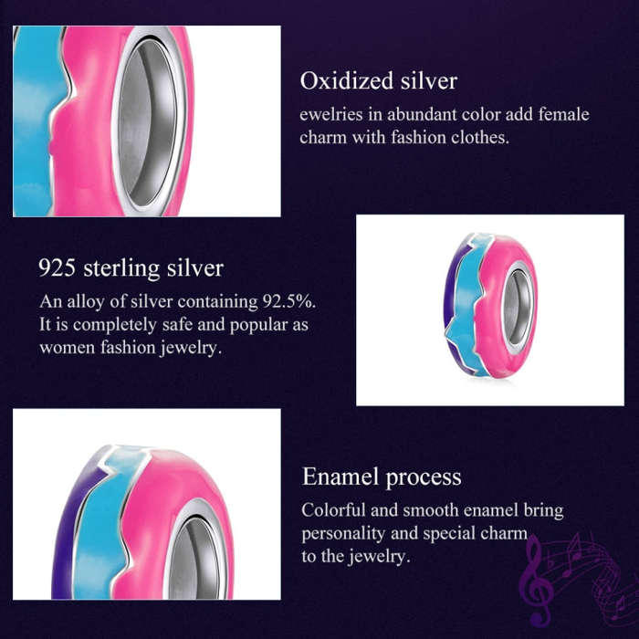 S925 Sterling Silver Cyberpunk Circle Beads DIY Bracelet Necklace Accessories