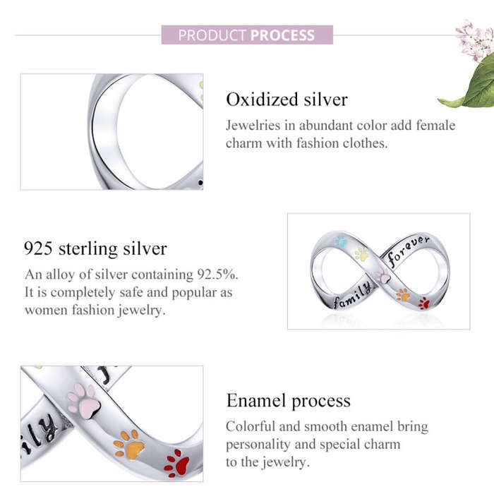 S925 Sterling Silver Paw Print Of Love Beads DIY Bracelet Necklace Accessories