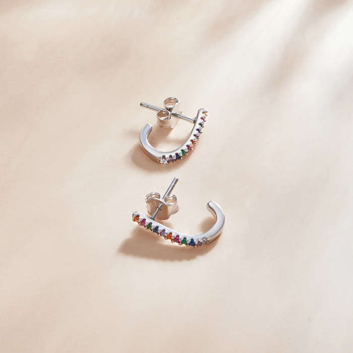 S925 Sterling Silver Christmas Cane Ear Studs Women Earrings(Silver)