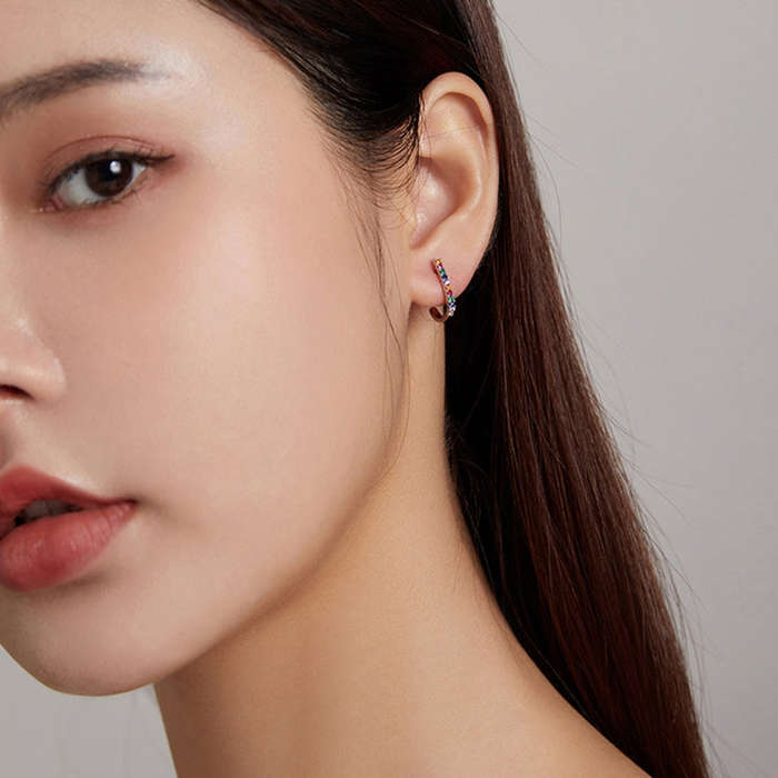 S925 Sterling Silver Christmas Cane Ear Studs Women Earrings(Silver)