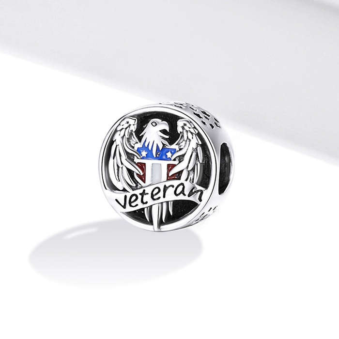 S925 Sterling Silver Bald Eagle Beads DIY Bracelet Necklace Accessories