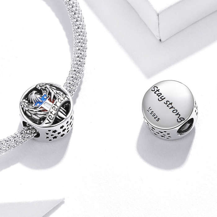 S925 Sterling Silver Bald Eagle Beads DIY Bracelet Necklace Accessories